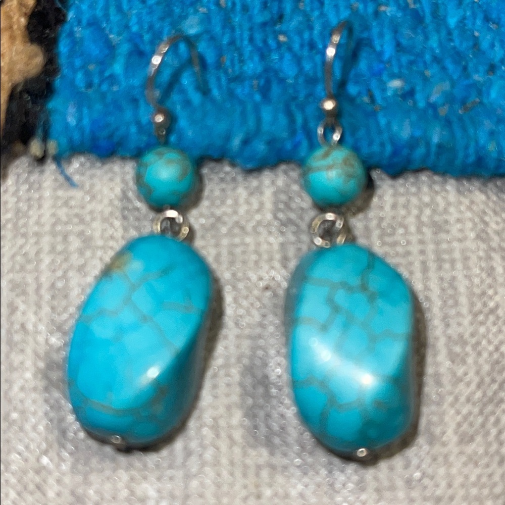 Chunk Turquoise Drop Earrings